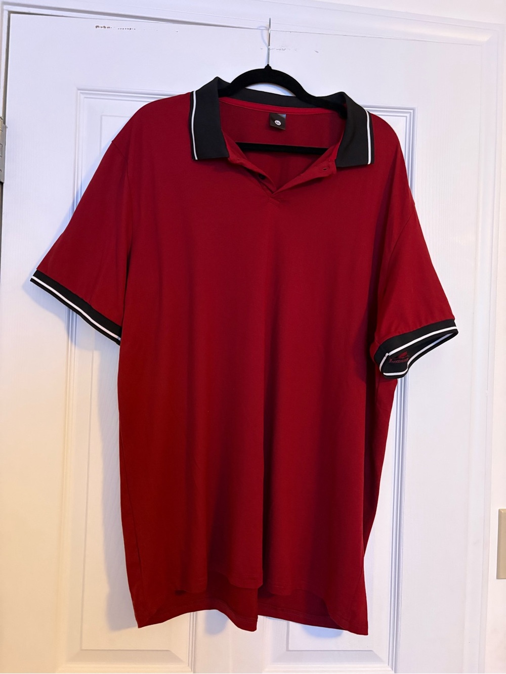 Source Unknown Red Polo with Black Contrast Collar